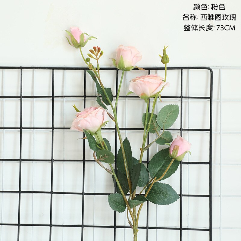 Rose Imitation Flowers INS-Style Home Decoration Wedding Boquet Holder Wall Plant Wall Artificial Flower Dy1-3506: Pink