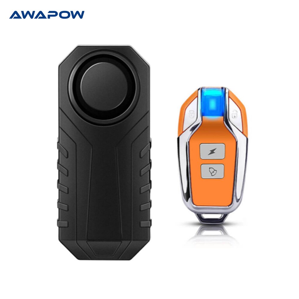 Awapow Anti-Diefstal Fiets Alarm Waterdichte Draadloze Motorcycle Bike Vibratie Alarm Met Afstandsbediening 113dB Bike Alarm Sensor