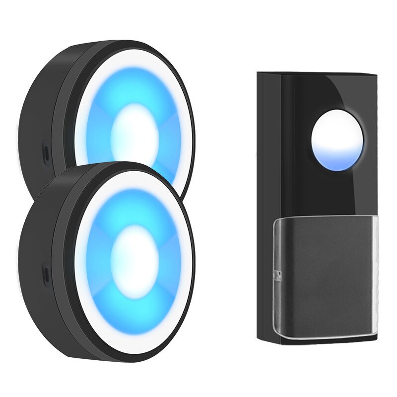 Timbre de puerta inteligente IP55 con alimentación USB, timbre de puerta inalámbrico, timbre de llamada de 433MHZ, luz LED nocturna, conjunto de campana sin enchufe para el hogar: 02