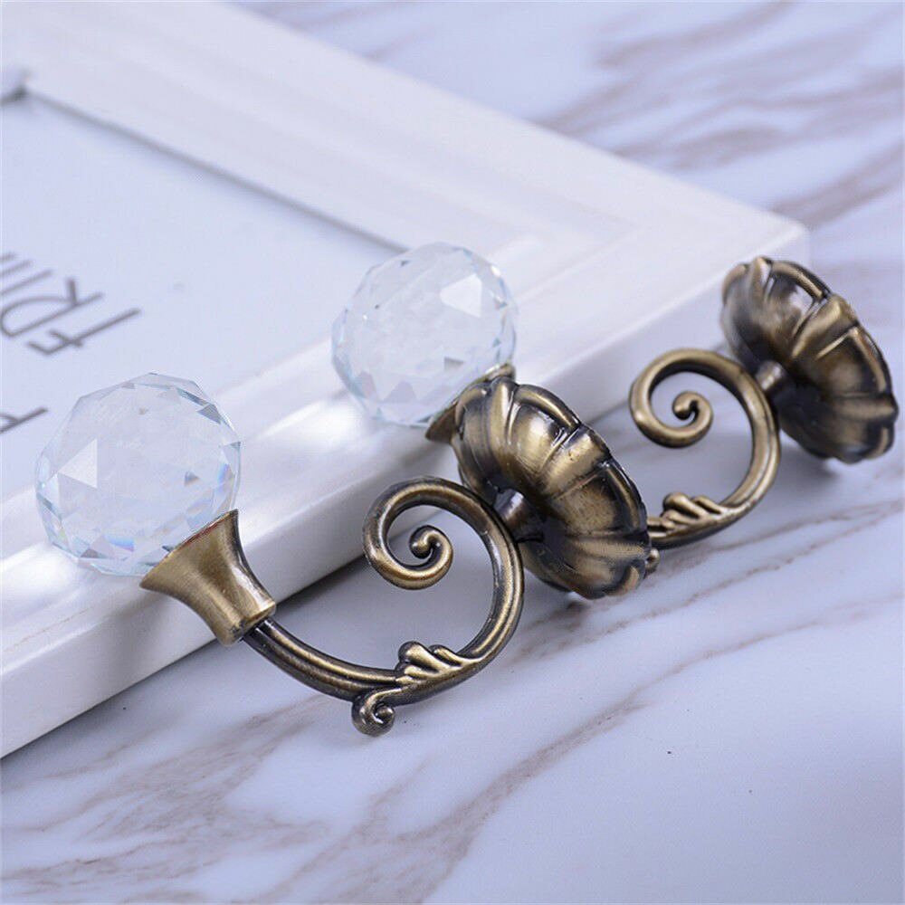 Vacclo 1 pair Vintage Crystal Curtain Hook Home Wall Tie Hold Backs Hooks Hanger Home Decoration Delicate Holder for Towel Hats: Brown