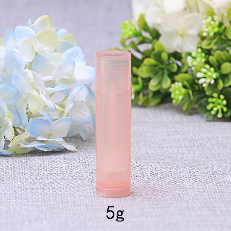 Tubos de bálsamo labial vacíos a granel, 5g, 5ml, con fondo giratorio, envase de bálsamo labial transparente rellenable para maquillaje cosmético DIY, 10 Uds.: Rosa