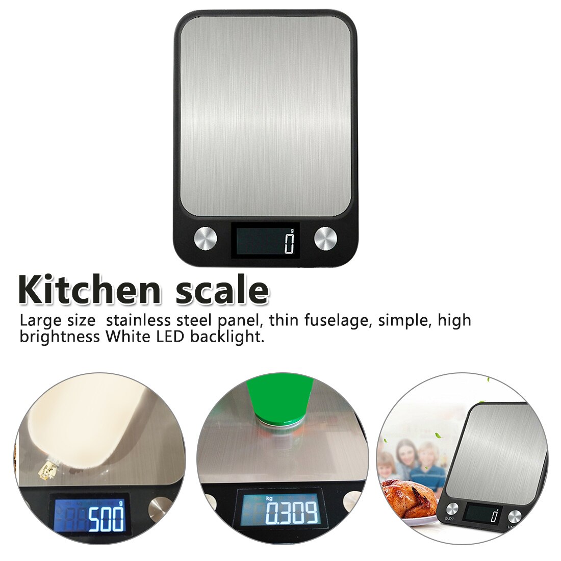 Digitale Keukenweegschaal Rvs Keuken Elektronische Weegschalen Hoge Nauwkeurige Voedsel Bakken Schaal Wegen Keukenweegschaal