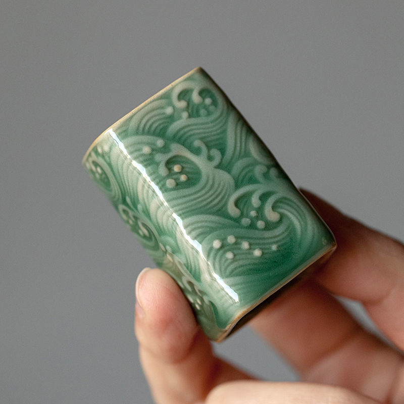 Base de cubierta de tetera de celadón de estilo japonés, cubierta de olla de arena púrpura, soporte de cerámica, cubiertas de té de Kung Fu, estante de almacenamiento, 1 pieza