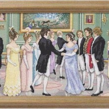 Top popular counted cross stitch kit DV Sobranie Triptih party ball dances dancing party