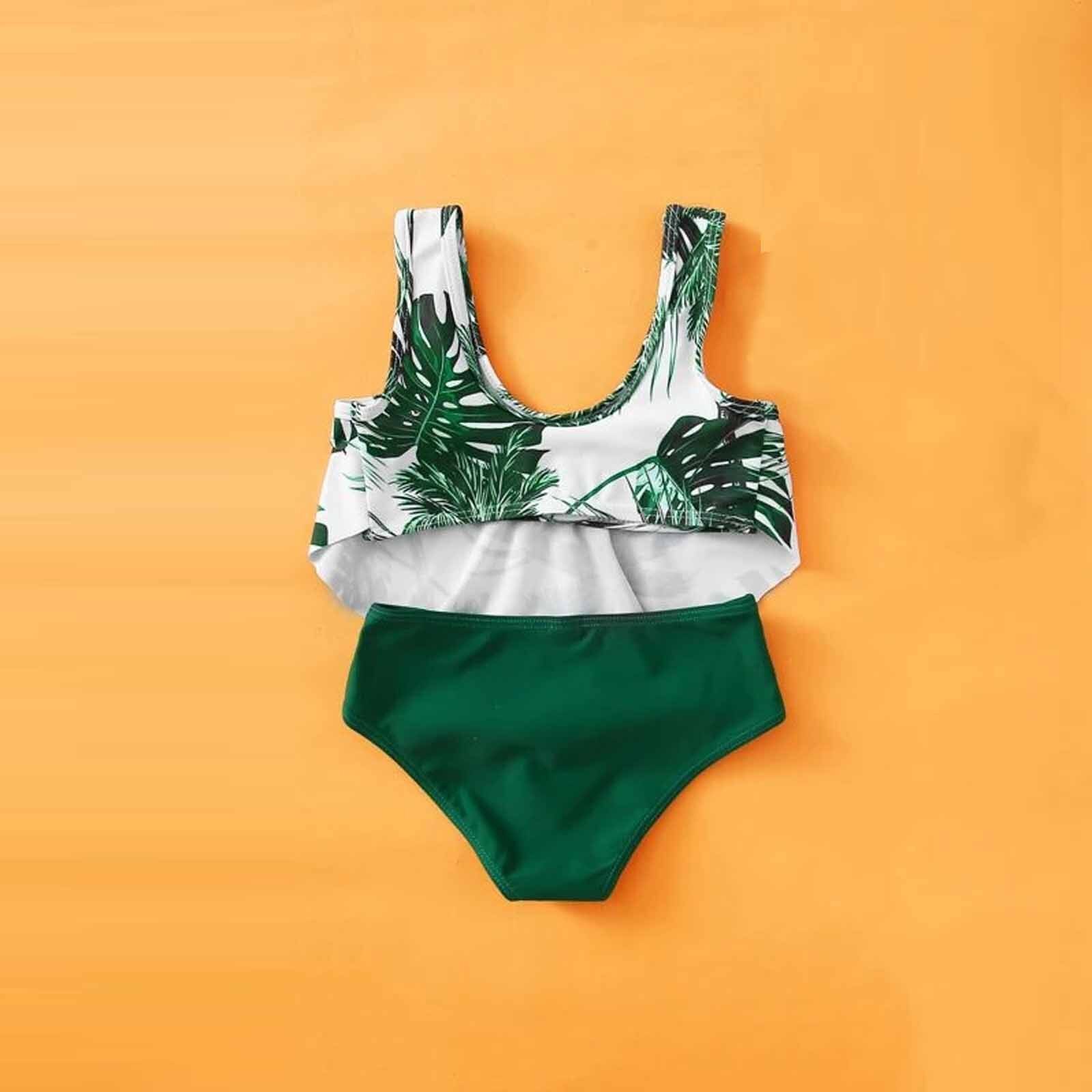 Leopard Girl Swimsuit Kids 5-14 Years Teenage Girl Bikini Flounce Two Piece Children's Swimwear Girl Bathing Suit Beachwear