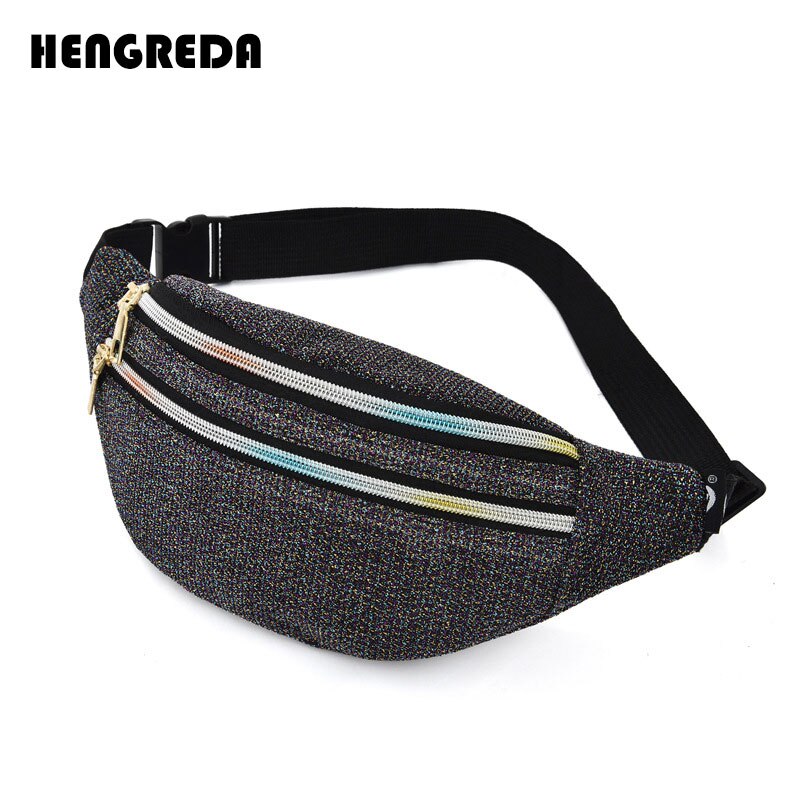 Fanny Pack Women Waist Bag Travel Belt Hip Bum Bag Oxford Pouch Hengreda Shiny Zipper Pocket Purse for Moblie Phone Key: Colorful