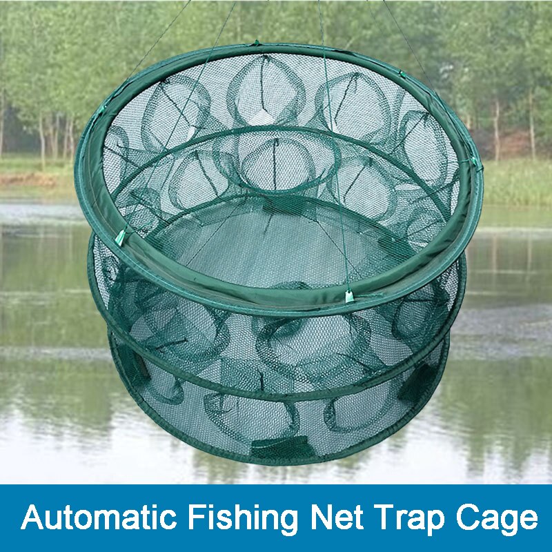 Automatic Fishing Net Trap Cage Foldable Round Shape Fishing Network Shrimp Cast For Crabs Crayfish catcher Dip Fishing Cage