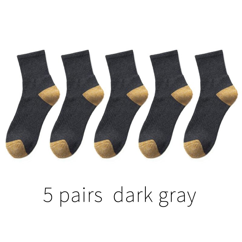 5 paar japanse katoenen herensokken dikke badstof lange sokken heren zakelijke herfst winter warme sokken calcetines meias: 5 paar donkergrijs