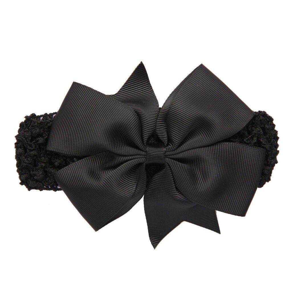Baby Girl Bows Wave Headbands Big Bowknot Hair Accessories Cotton Wide Head Turban Infant Newborn Headbands Solid Headwraps: Black