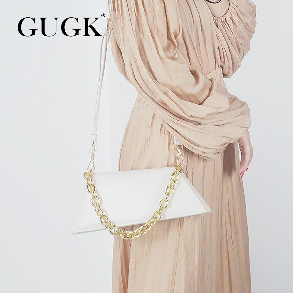 Gugk jurk feest handtassen dames effen geel schelp hasp enkele schoudertassen dames ketting riem handtassen  gb123