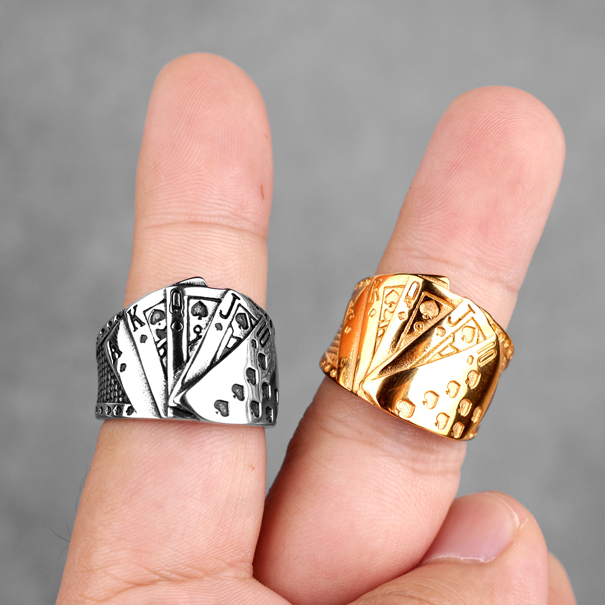Bague de Poker pour hommes, en acier inoxydable 316l, style Hip Hop, porte-bonheur Talisman, bijou de motard pour hommes et garçons, à la
