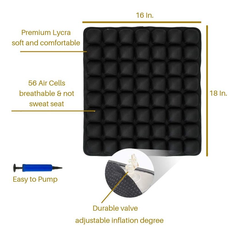 Universal Air Inflatable Seat Cushion Air-Permeable Pressure Relief Water Seat Cushion Lumbar Support To Relieve Sciatica