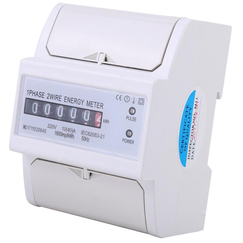 1 Phase 2 Wire Din Rail Electronic Energy Kwh Meter 10(40)A Power Consumption Watt Energy Meter