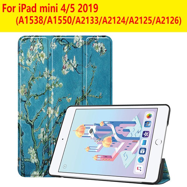 Cover Case for iPad Mini 1 2 3 PU Leather Silicone tablet case for iPad Mini 4 5 Tri-fold Stand Sleep Smart Cover Case: IPAD MINI 4 5  MH