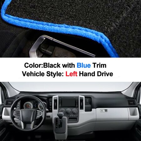 2 Layers Car Dashboard Cover Dash Mat Carpet Cape For Toyota Hiace Commuter LHD RHD Auto Dashmat Sunshade Anti-dirty: Blue