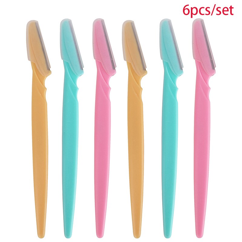 6 Stks/set Wenkbrauw Trimmer Facial Hair Remover Cutter Schaar Wenkbrauw Scheermes Scheerapparaat Shaper Wenkbrauw Tool Gezicht Make-Up: Default Title
