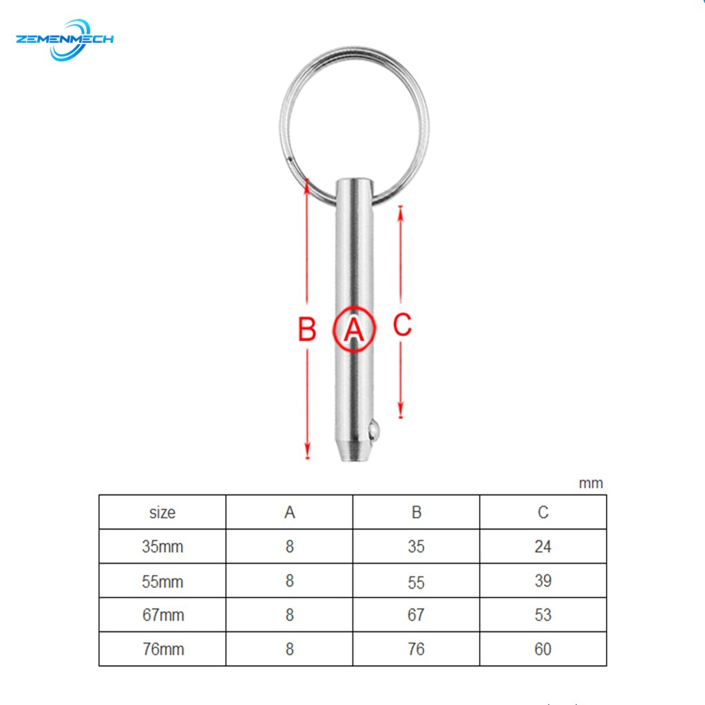2PCS 8mm Quick Release Ball Pin For Boat Bimini Top Deck Hinge Marine Hardware Boat Accessories 316 Stainless Steel Release Tool