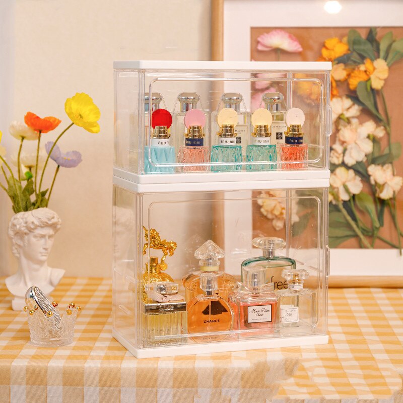 Boîte de rangement de parfum en acrylique, présentoir Transparent de bijoux de maquillage, boîte de rangement à domicile, organisateur de cosmétiques: S and L (No Ladder)