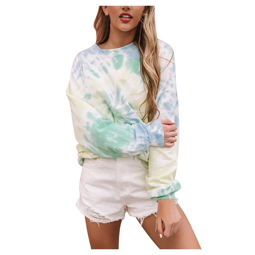 Vrouwen Tie Dye Sweatshirts Retro Stijlvolle Lange Grandado