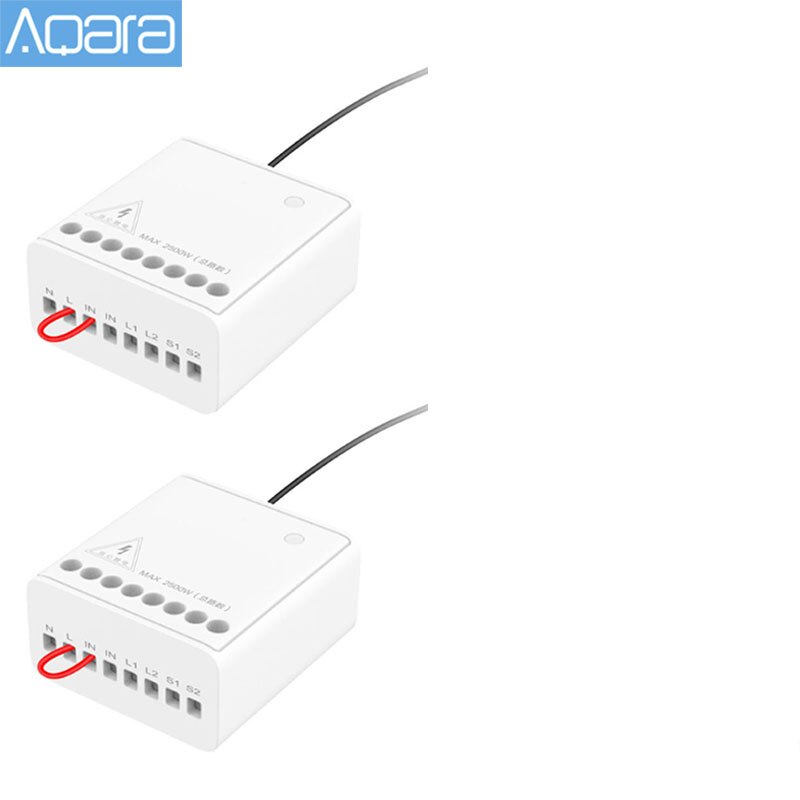 Original Aqara Wireless Relay Controller 2 Channels Two-way Control Module Work For Xiaomi Mijia APP and Home Kit: 2pcs