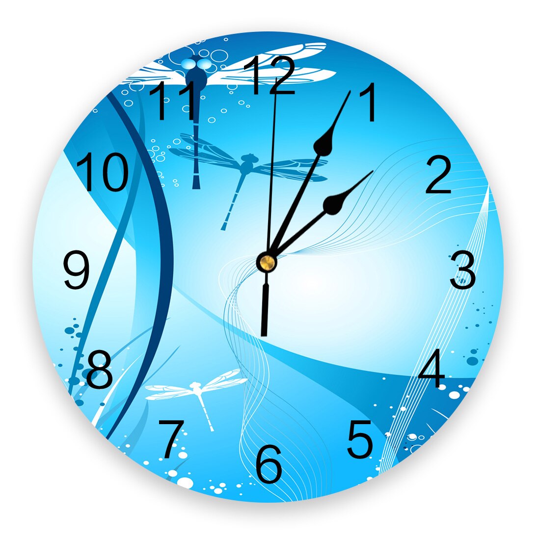Dragonfly Wings Lines Waves BubblesWall Clock Home Decor Bedroom Silent Wall Digital Clock Wall Clock Modern
