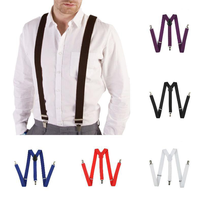 Bretelle regolabili per camicie pantaloni Jeans bretelle a Clip elastico tinta unita y-back sospensione Slim uomo adulto bretelle Unisex
