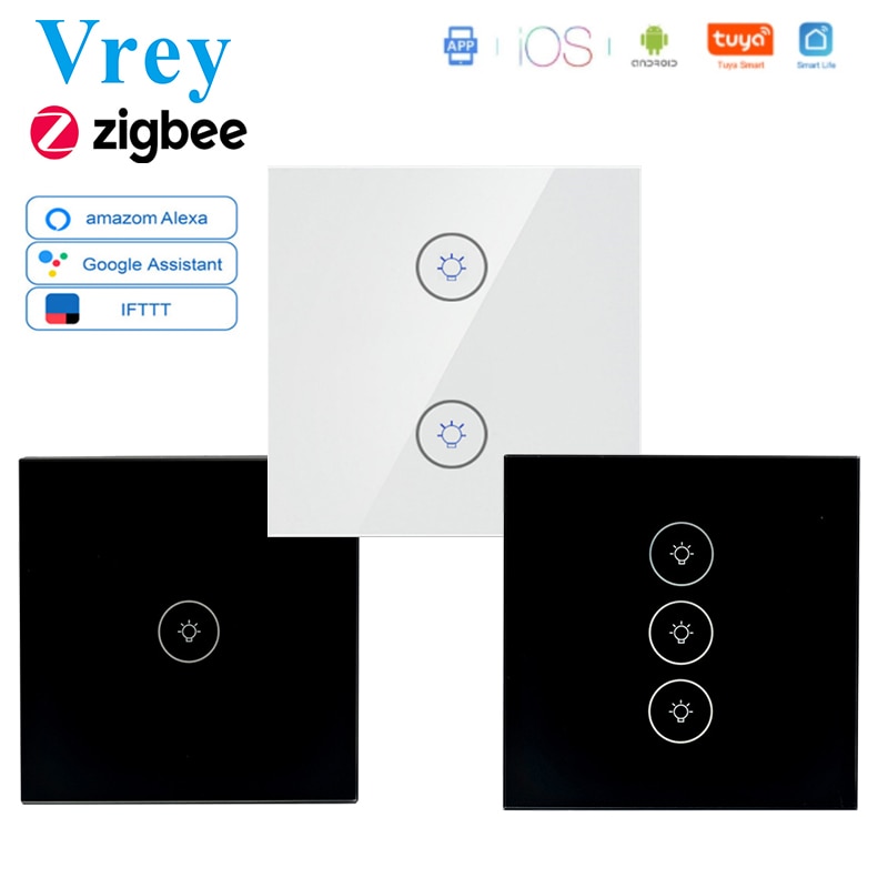 EU Zigbee Touch Switch Smart Home Switcher Light Switch Zero FireWire Control Swticher Google Home Alexa Control Voice Control