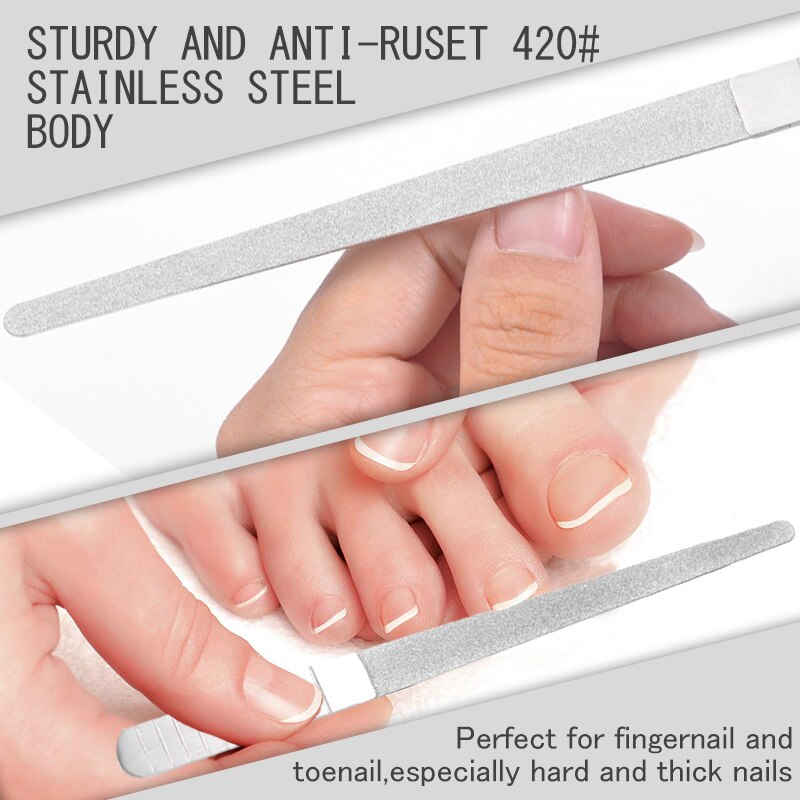 Pulidor de uñas de acero inoxidable, barra de Metal de doble cara para manicura y pedicura, herramientas de Arte de uñas gruesas, 1 unidad