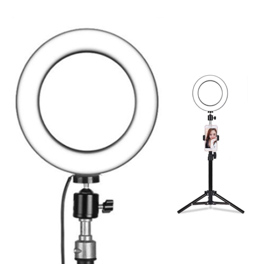 16/26cm Photography LED Selfie Ring Light three-speed Stepless Lighting Dimmable With Cradle Head For Makeup Video Live Studio