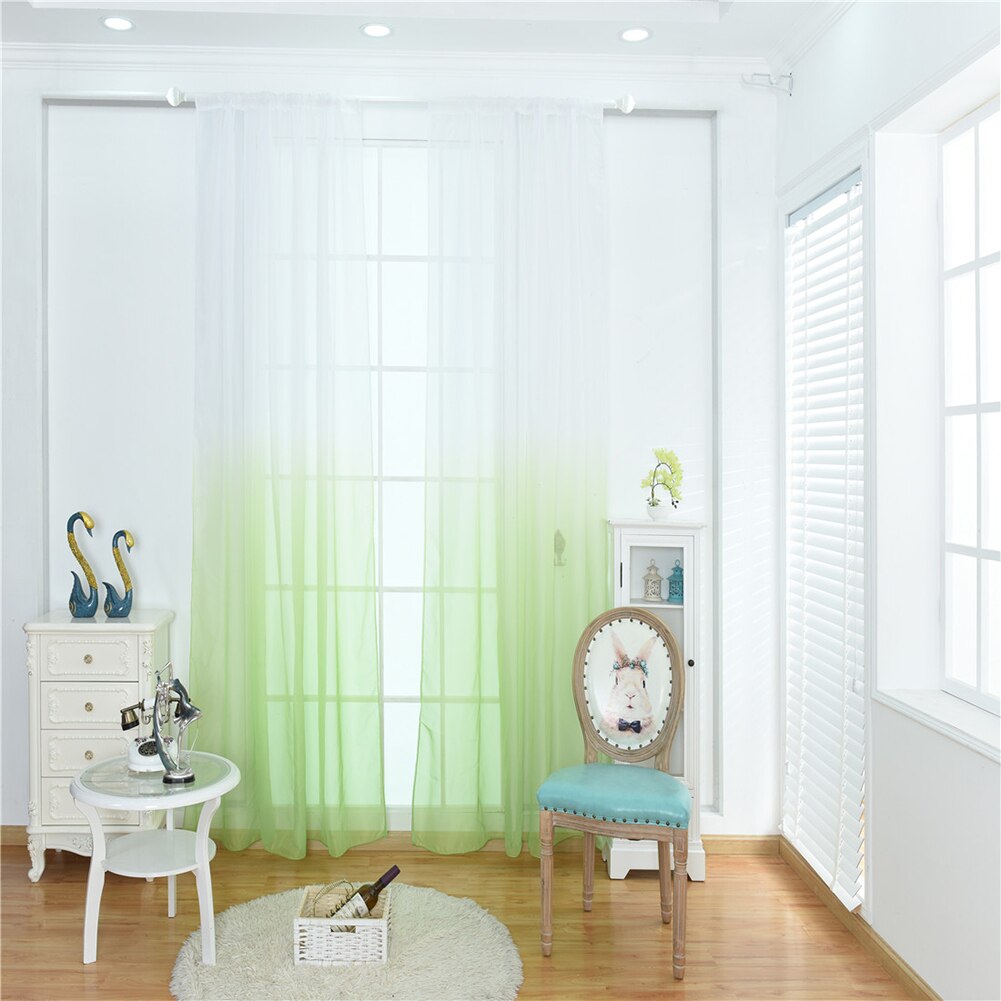 ! moderne gradiëntkleur raam tule gordijn transparante gordijn valance slaapkamer decoratie huistextiel: Groente