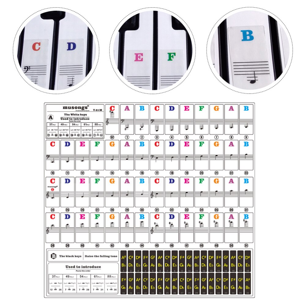 1 vel paino beginner stickes toetsenbordsticker voor instrument