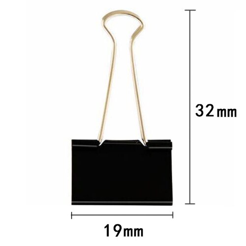 12PCS Metal Paper Clip Foldback Metal Binder Clips Black Grip Clamps Paper Document Office School Stationery Clip: B