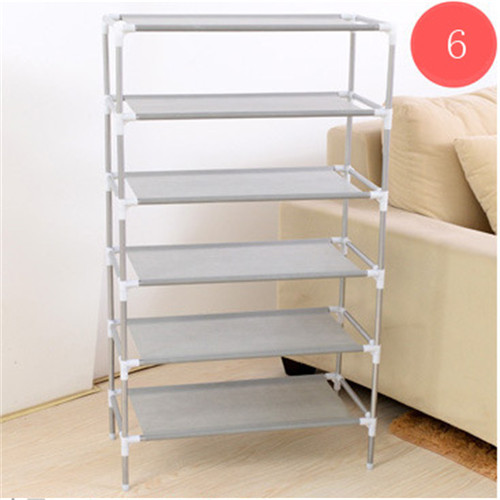 Shoe Rack Stainless Steel + Non-Woven Fabric Standing Shoe Rack DIY Shoes Storage Shelf Shoe Cabinet Home Organizer Accessories: 6 Tiers