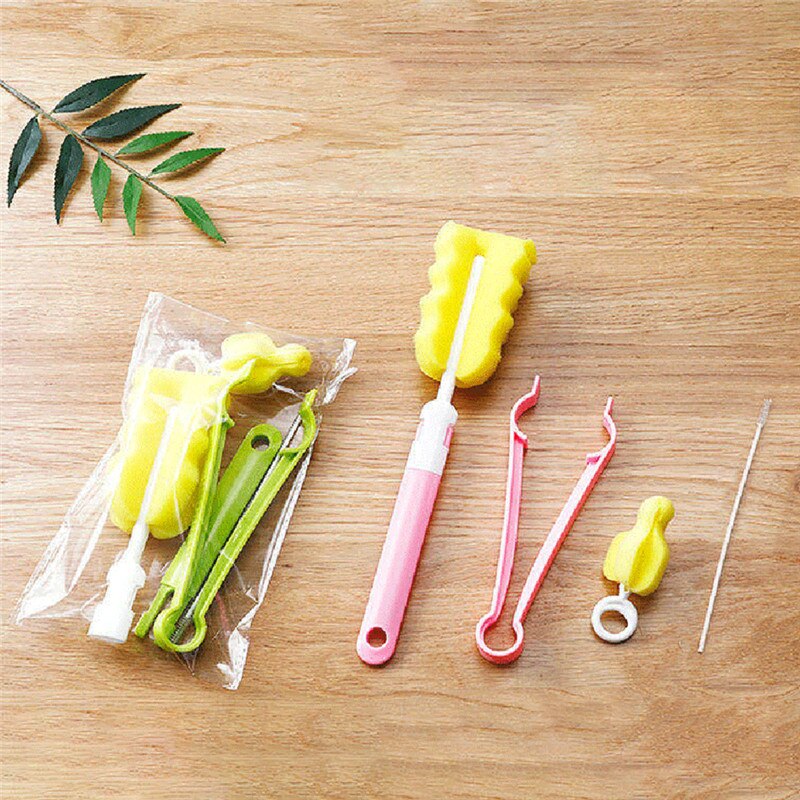 5 pièces bébé biberon brosse éponge nettoyant paille mamelon outil de nettoyage