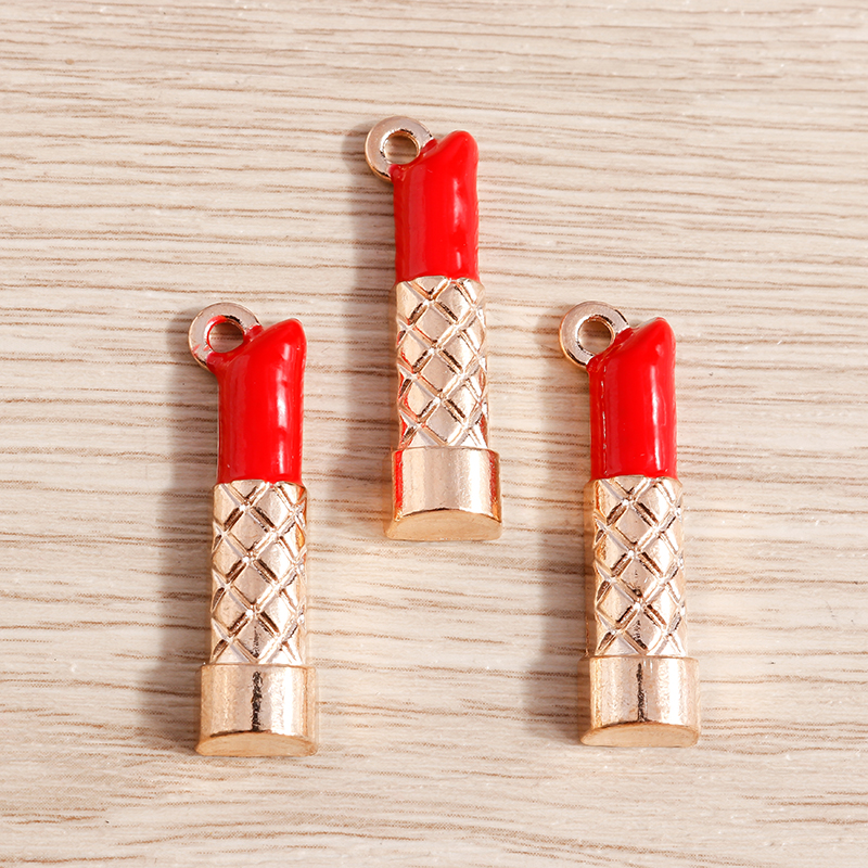 10 Uds. Mezcla de lindos esmaltados para mujer, labios, lápiz labial, colgantes para hacer joyas, pendientes, collares, pulseras, suministros para manualidades DIY: orange