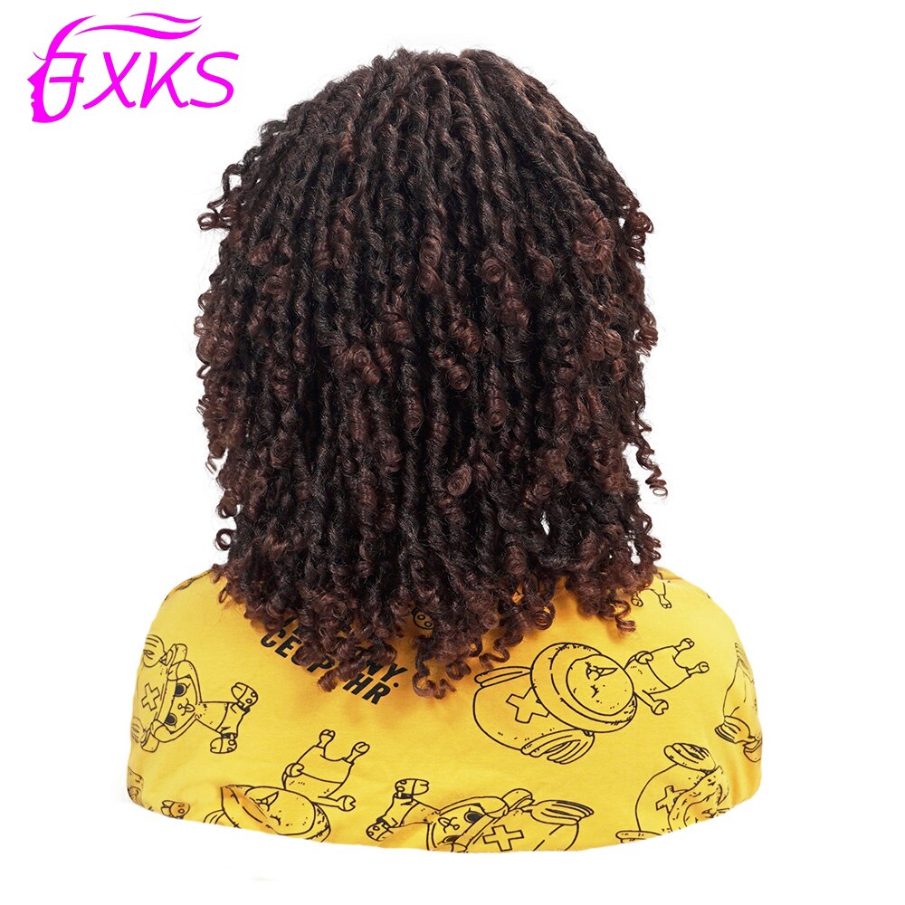 Dreadlock Gevlochten Twist Korte Pruiken Zwart Bruin Ombre 30 Kleur Synthetisch Haar Faux Locs Pruiken Afro Krullend Synthetische Pruik 6inchesfxks