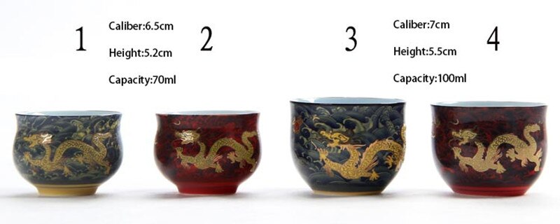 Royal Dragon Double Wall Tea Cup 100ml Chinese Traditional Ceramic Procelain Teacup TiKuanYin Puer Tea Bowl