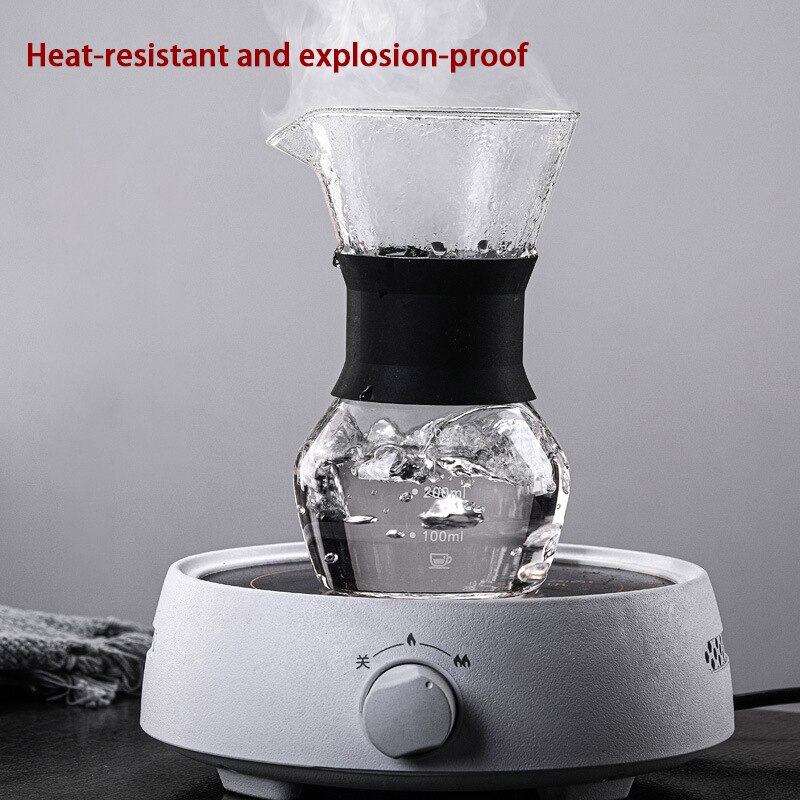Glass Coffee Pot With Stainless Steel Filter High-Temperature Resistant Coffee Pot Espresso Coffee Machine Graduated Coffeeware