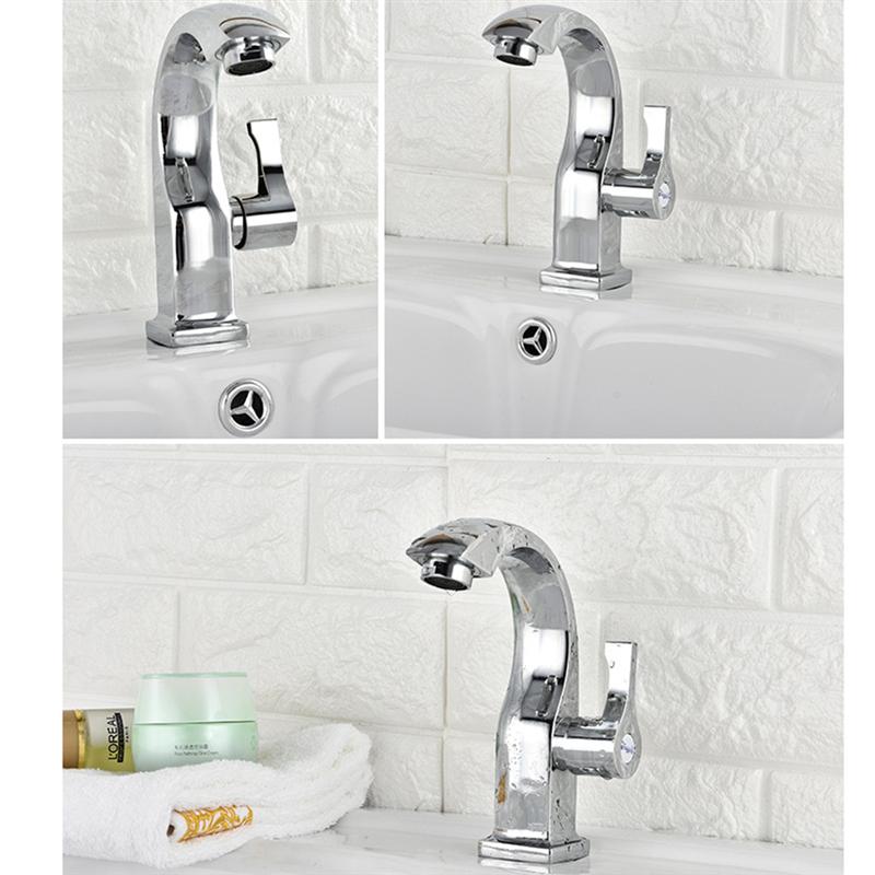 1 Pc Kraan Duurzaam Eenvoudige Zilver Wastafel Water Enkel Gat Water Tap Sink Water Wastafel Klep Voor Badkamer Keuken
