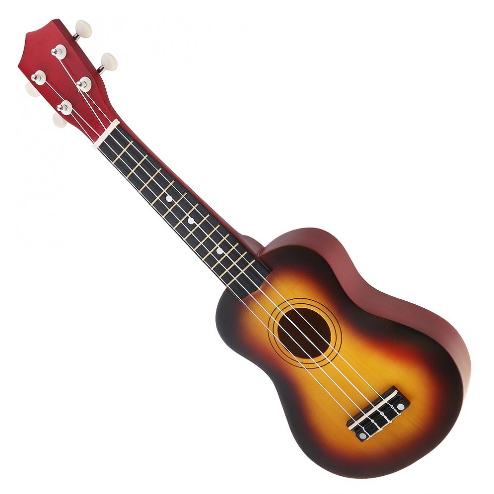 Practical 21 Inch Ukulele Beginners Children Sun Color Hawaii Four String Guitar with String and Pick