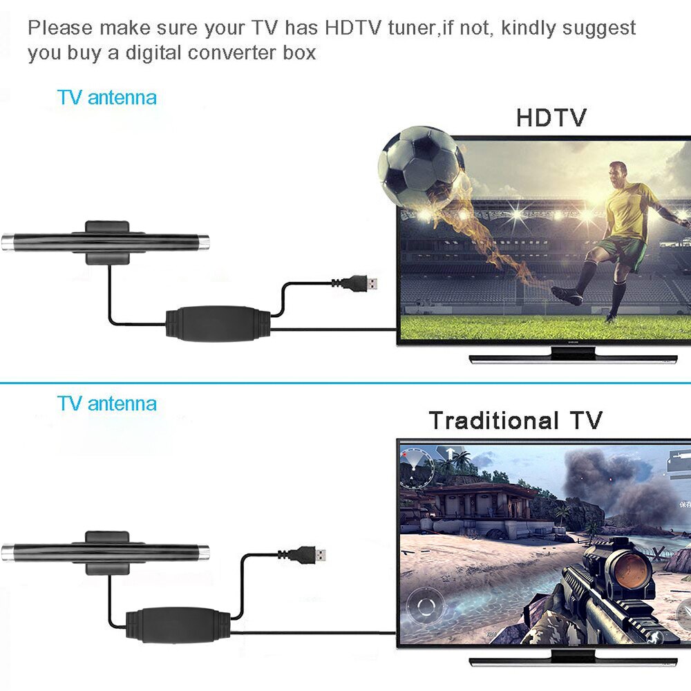 Antenne TV 4K 36dB antenne numérique amplificateur intégré Signal Booster intérieur HDTV 1080P antenne lumière LED