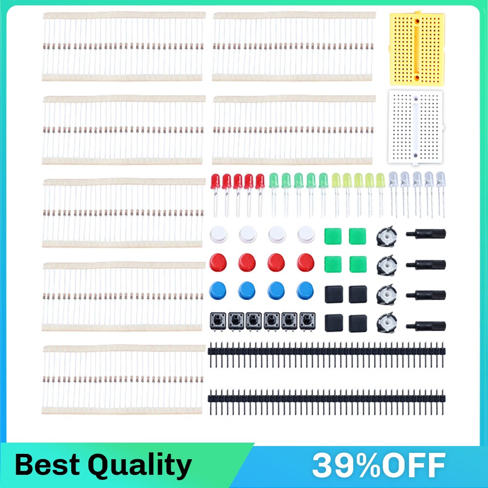 Electronics Components Basic Starter Kit for Arduino UNO MEGA2560 with LED Buzzer Capacitor Resistor