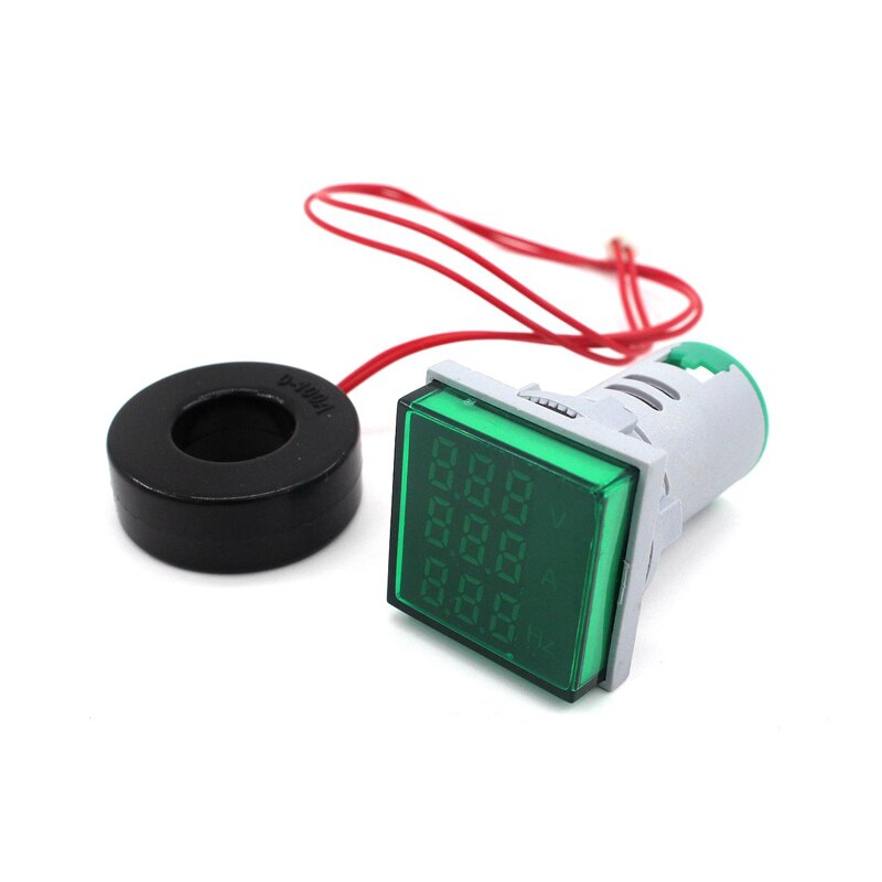 Ac digital led display ampere voltmeter amperemeter hertz spændingsstrøm frekvensmåler advarselsindikator signal tester: Grøn