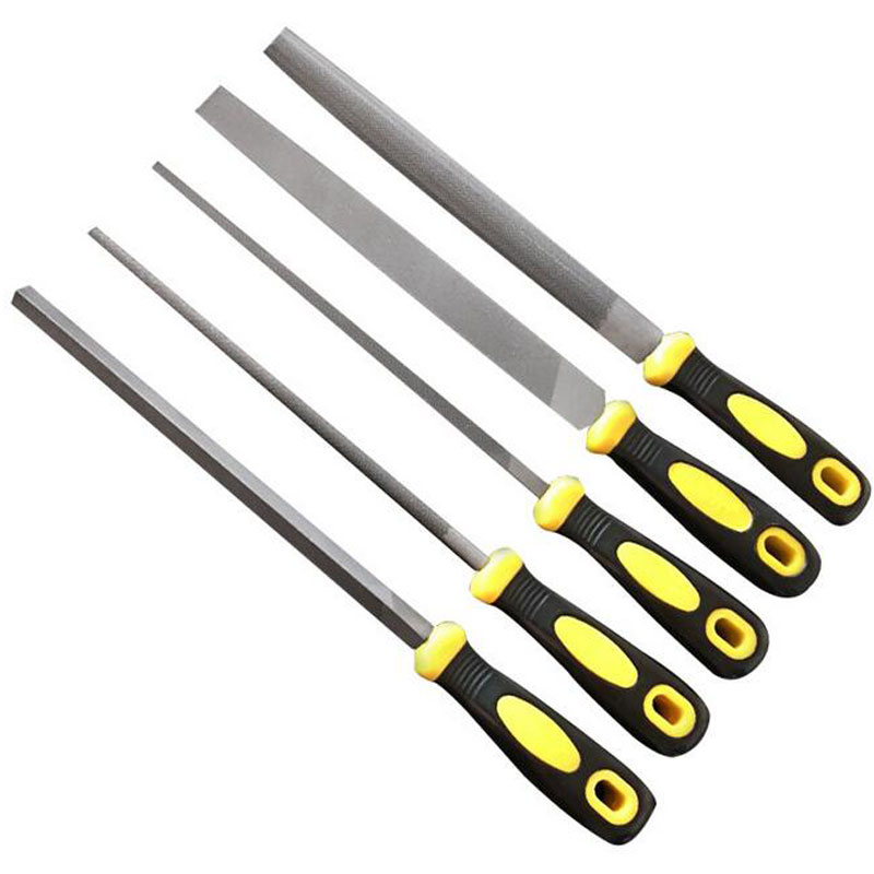 5pcs/set Engineer Metal File 8 Inch 200mm Soft Grip Assorted Half Round Flat SquareTriangle Round Metal File Set