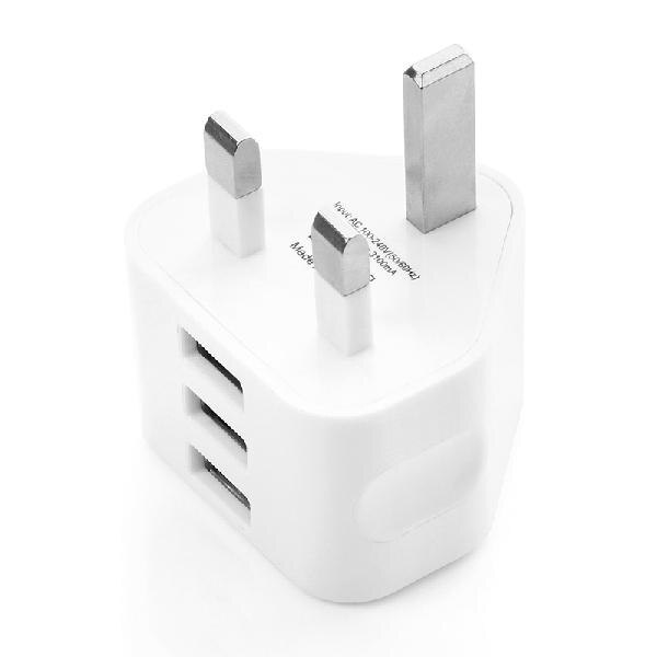 EastVita UK USB Charger 3 Pin Plug Adaptor Charger with 3 USB Ports for iPhone iPad Samsung HTC USB Plug r29: Default Title