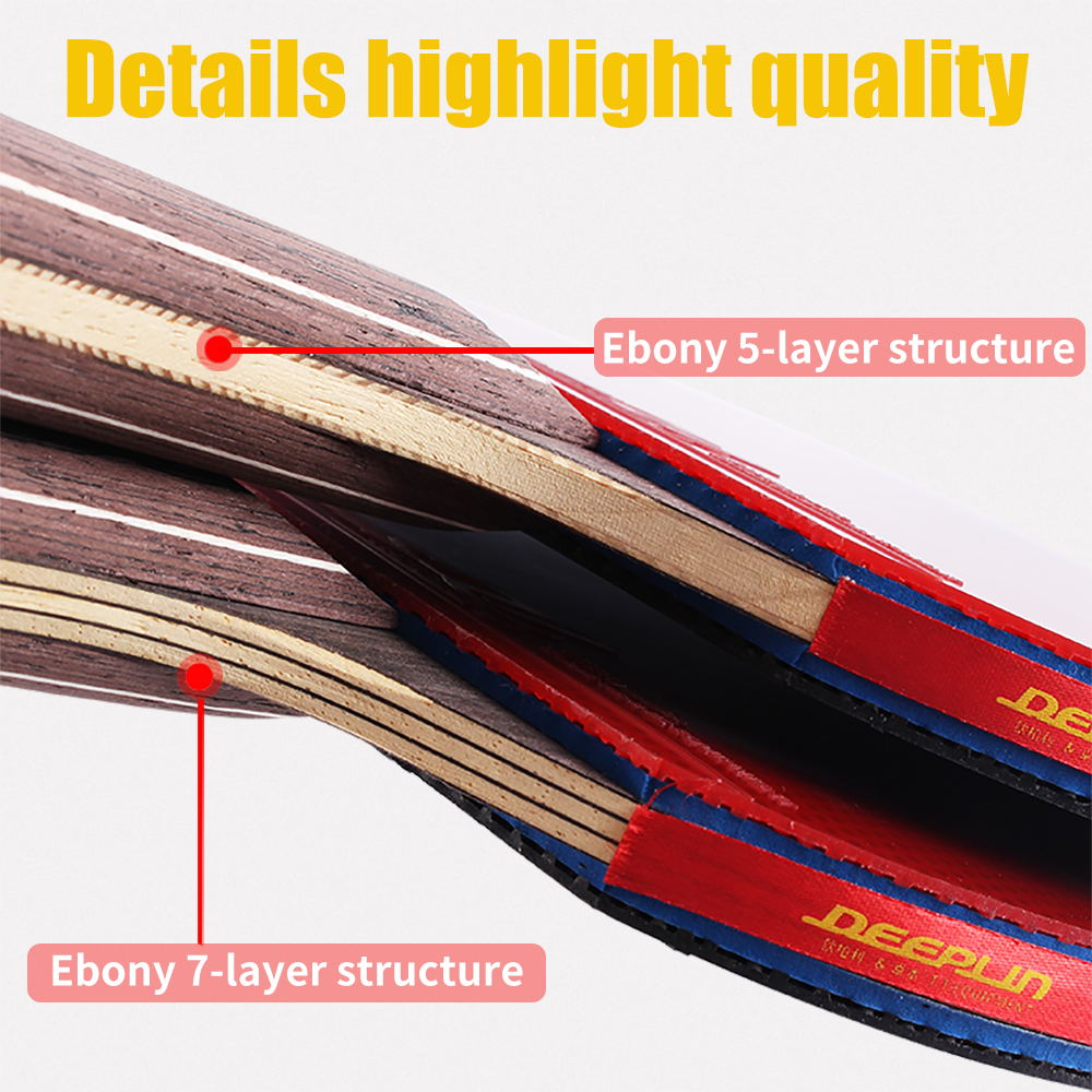 Original DEEPLIN 6 Sterne Profi Kohlenstoff Struktur Tischtennis Schläger Ddouble Pickel-in Gummi Klingeln Pong Schläger Tenis de mesa Tisch