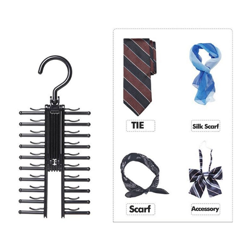 Rotating Tie Rack Adjustable 20 Rows Of Non-Slip Cross X Belt And Tie Rack Closet Organizer Rotating Tie Hanger