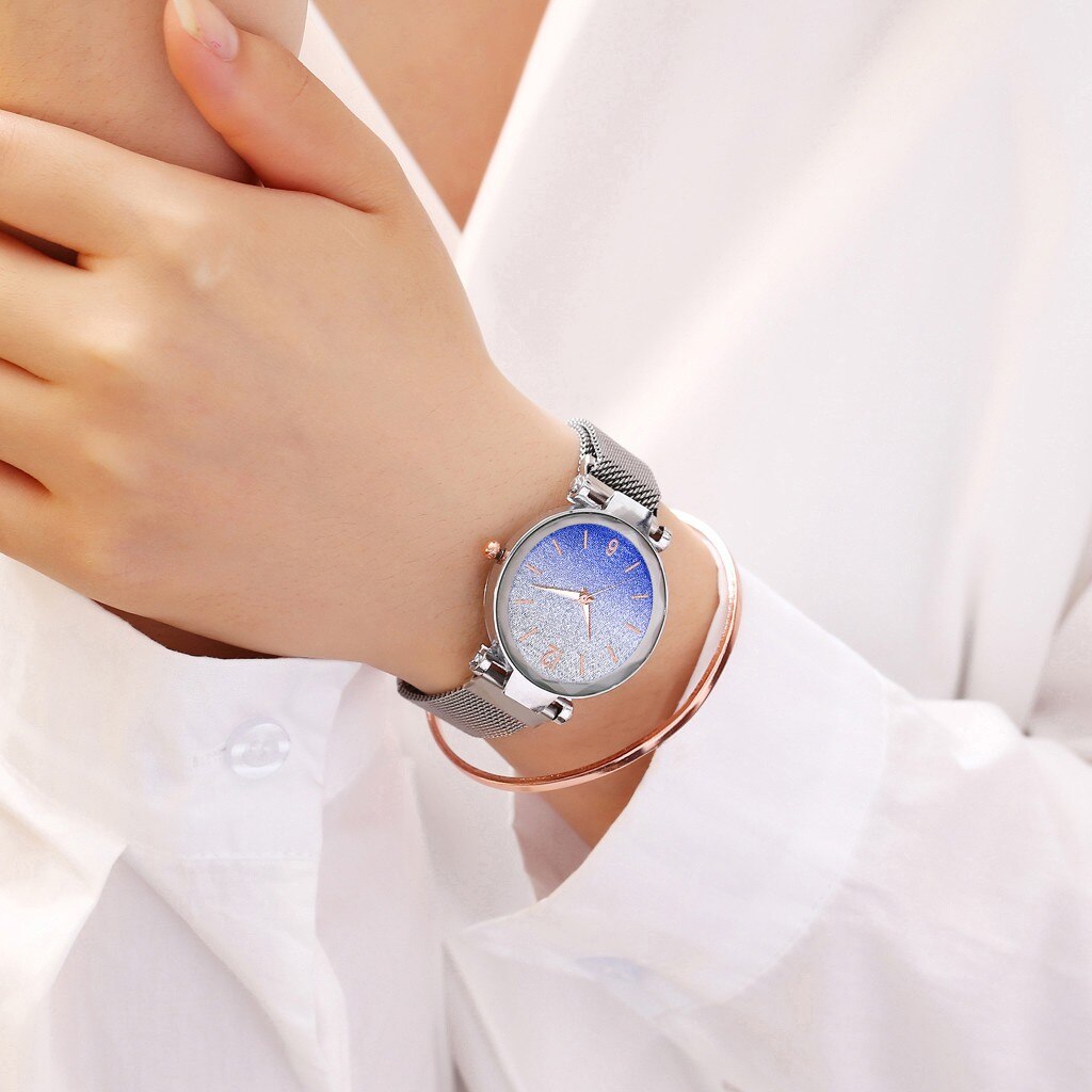 Newest personality Minimalist Gold Frosted Stainless Steel Mesh Belt Ladies Quartz Stainless steel bracelet watch