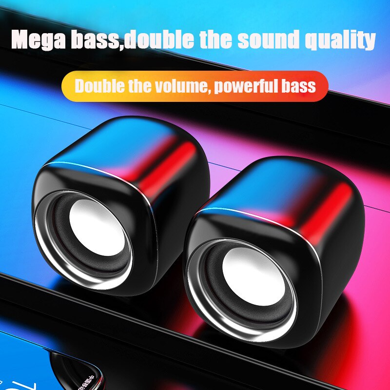 USB Wired Computer Speakers AUX Input Bass Reinforcement Mini Speaker for Laptop Desktop Phone 6W Media Loudspeaker