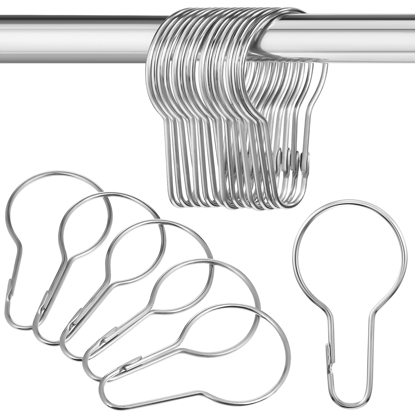 Gardinkroker sett sølvring gardinkrok tilbehør baderom gourdformet dusjkroker multifunksjonelle maskinvarebeslag: Default Title